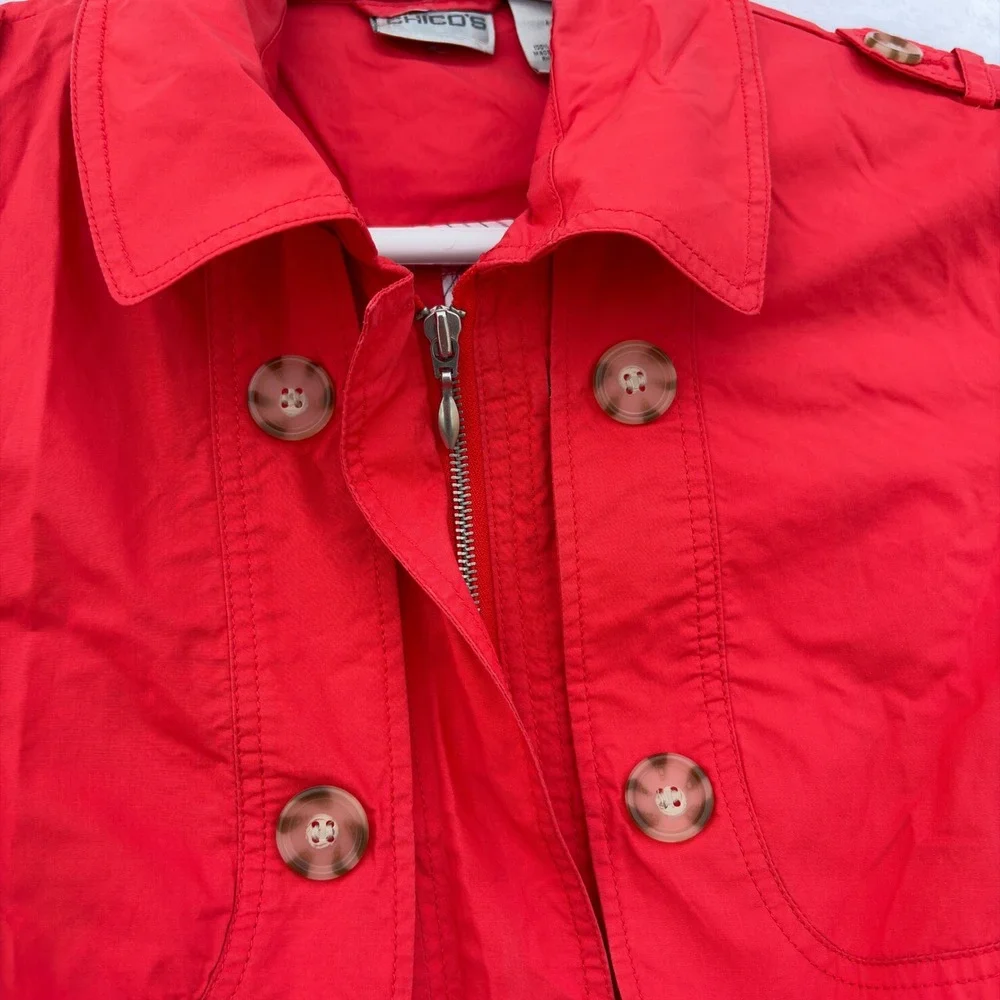 Chico's 3 in 1 Convertible Jacket Poppy Red Womens Size 2 (US L-12) Chic Utility